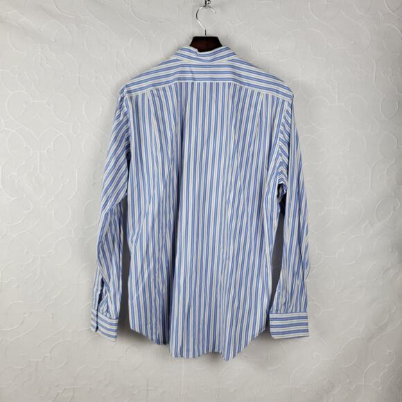 POLO Ralph Lauren Stanton Classic Fit Mens Shirt Size L Blue Striped Button Down - Picture 6 of 10